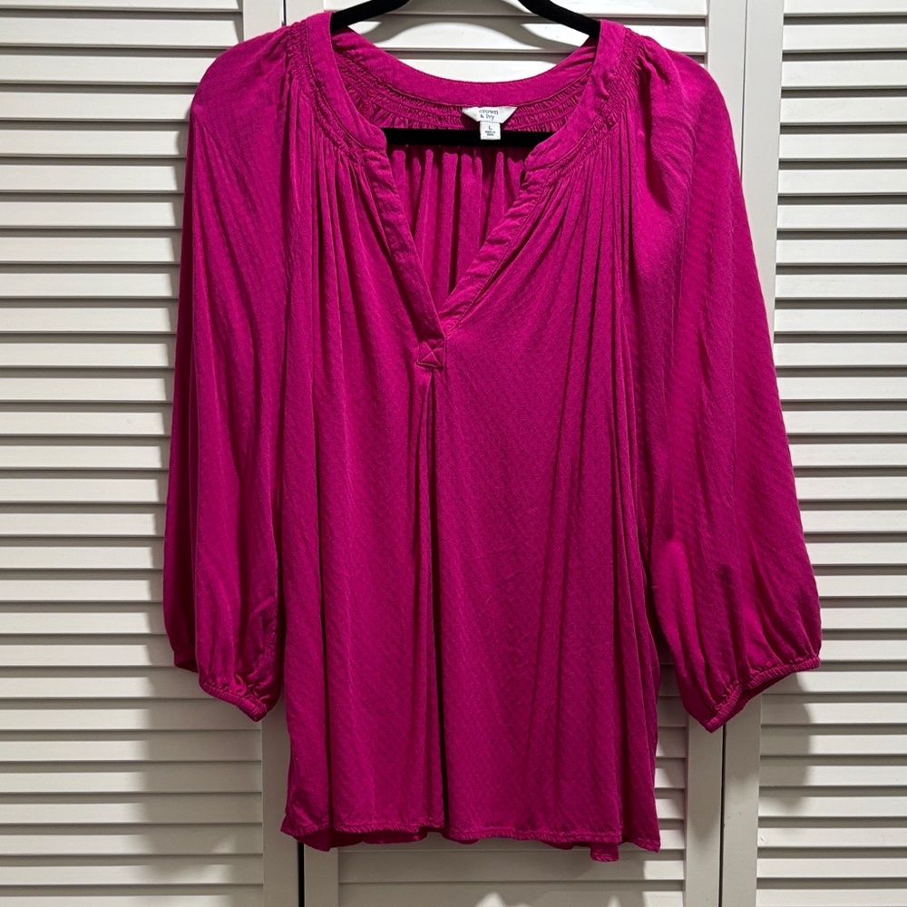 Crown & Ivy Fuchsia Blouse